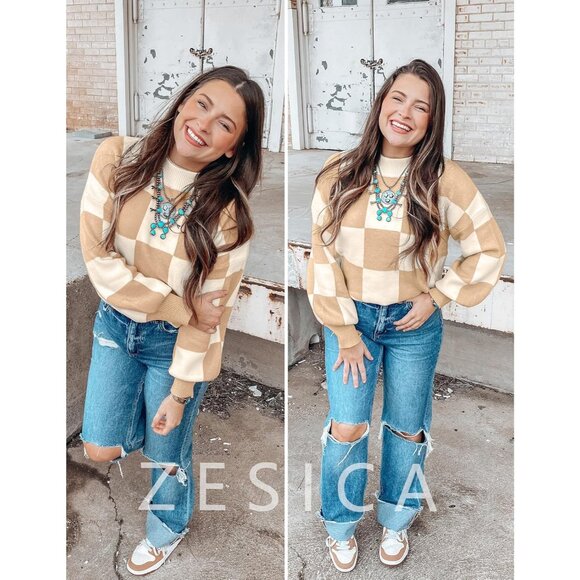 Women's 2026 Spring Fashion Turtleneck Long Sleeve Striped Ribbed Knit Loose Pul - Picture 5 of 9